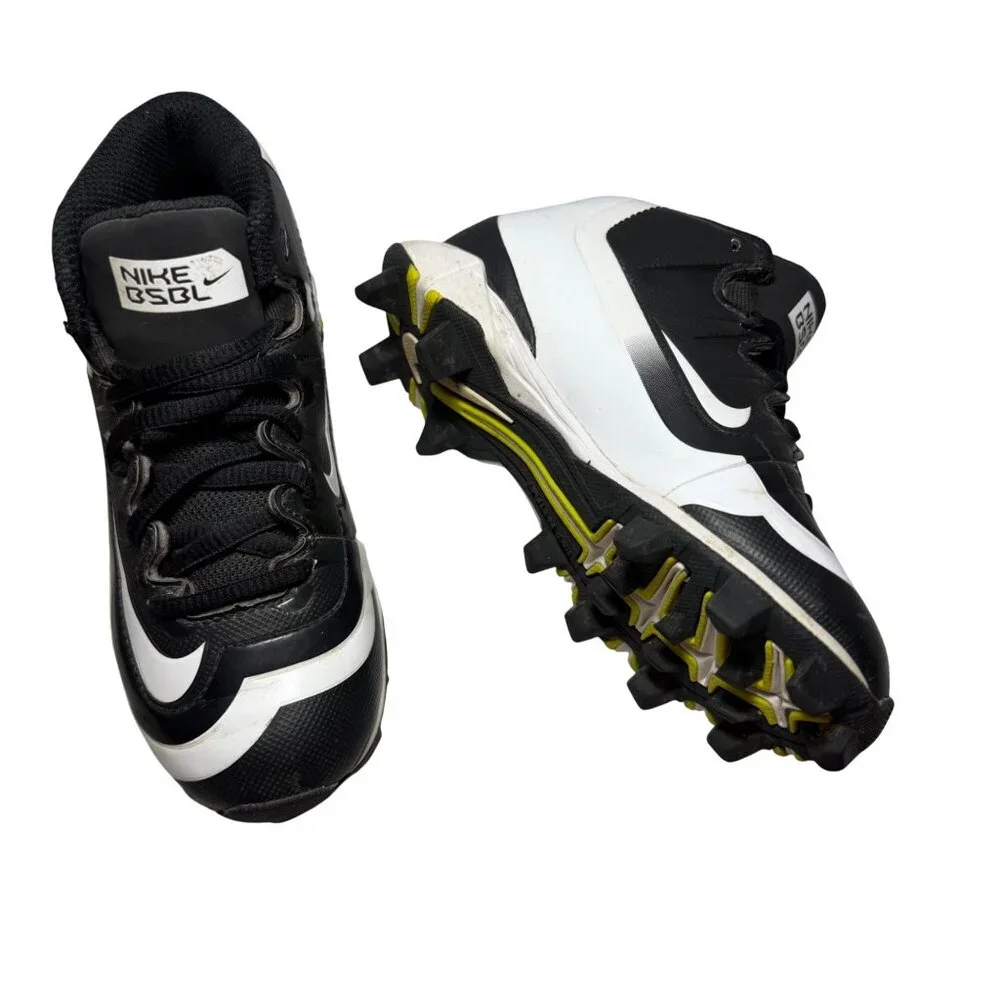 Nike Huarache 11C Youth Baseball Cleats Black White Lightweight Molded Rubber Sp - Picture 1 of 9